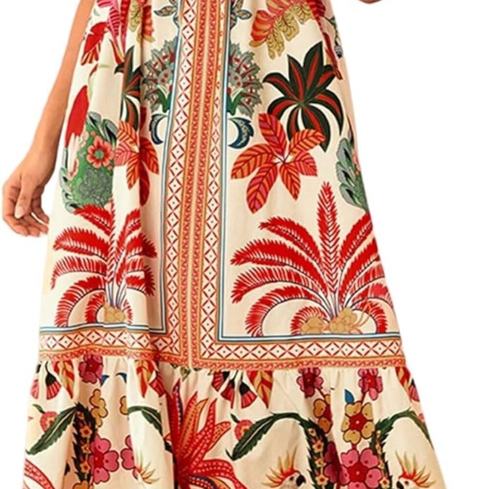 Women's Boho Floral Sleeveless Maxi Dress Summer Casual Beach Vacation - Picture 1 of 5